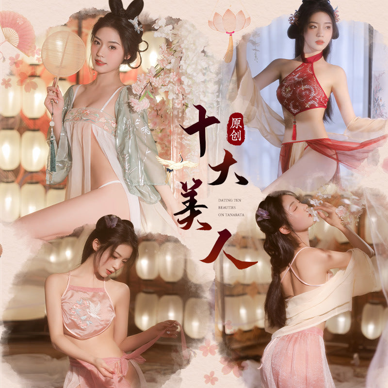Image of Battle robe ancient style erotic underwear passion midnight charm Hanfu uniform temptation flirting hot passion pajamas